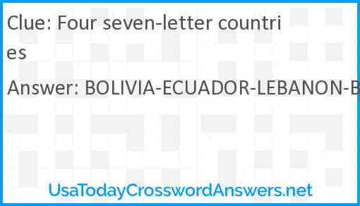 Four seven-letter countries Answer