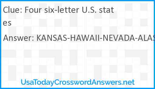 Four six-letter U.S. states Answer
