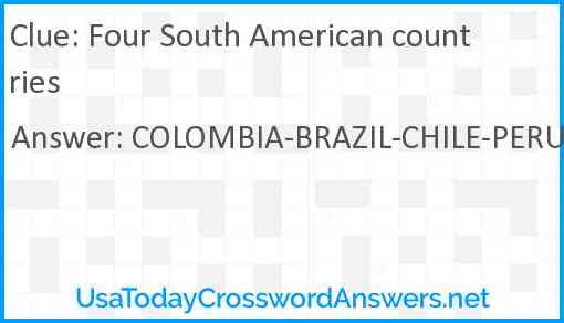 Four South American countries Answer