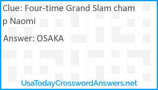 Four-time Grand Slam champ Naomi Answer