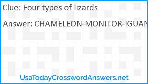 Four types of lizards Answer