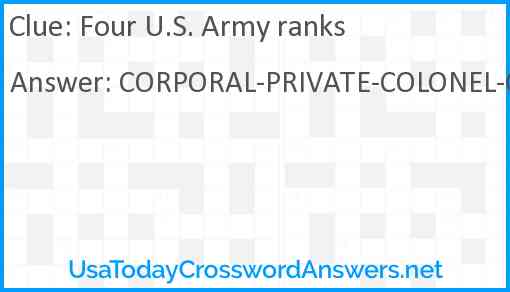 Four U.S. Army ranks Answer