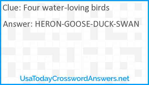 Four water-loving birds Answer