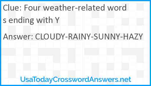 Four weather-related words ending with Y Answer