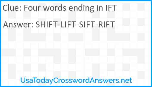 Four words ending in IFT Answer