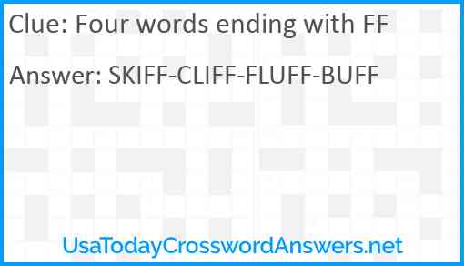 Four words ending with FF Answer