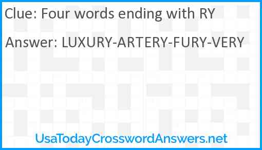 Four words ending with RY Answer
