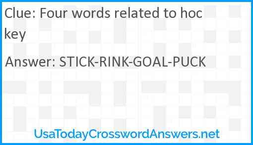 Four words related to hockey Answer