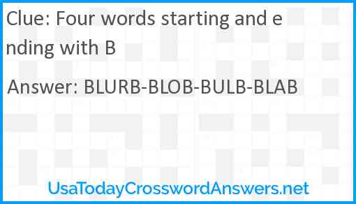 Four words starting and ending with B Answer