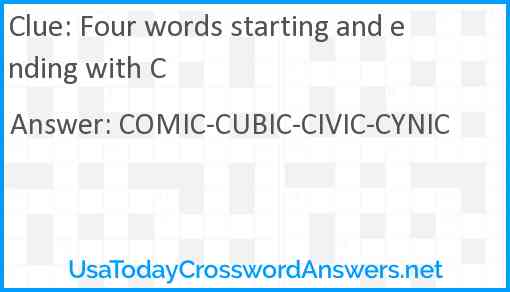 Four words starting and ending with C Answer