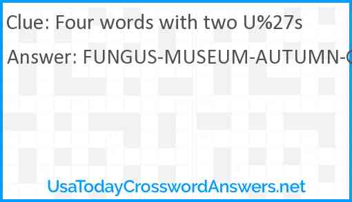 Four words with two U%27s Answer