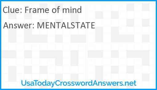 Frame of mind Answer