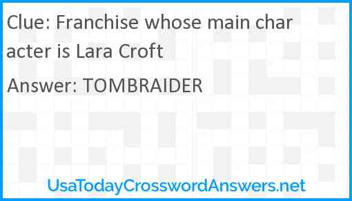 Franchise whose main character is Lara Croft Answer
