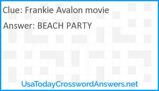Frankie Avalon movie Answer