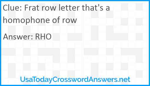 Frat row letter that's a homophone of row Answer