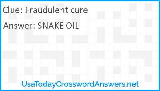 Fraudulent cure Answer
