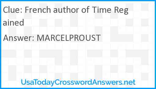 French author of Time Regained Answer