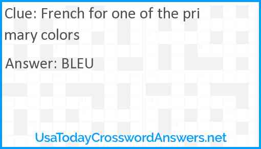 French for one of the primary colors Answer