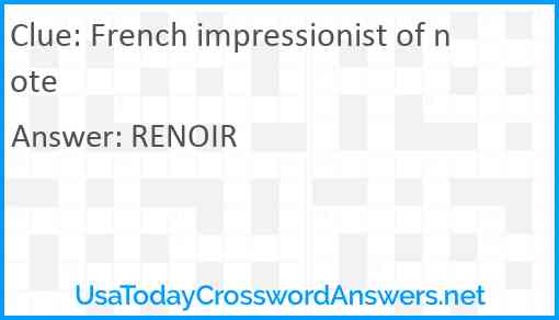 French impressionist of note Answer