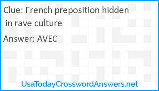 French preposition hidden in rave culture Answer