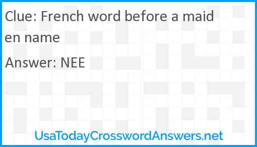 French word before a maiden name Answer
