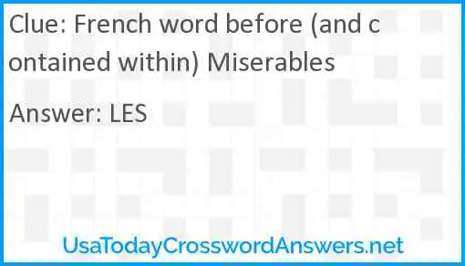 French word before (and contained within) Miserables Answer