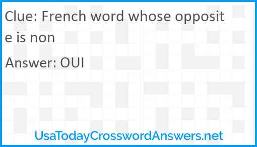 French word whose opposite is non Answer