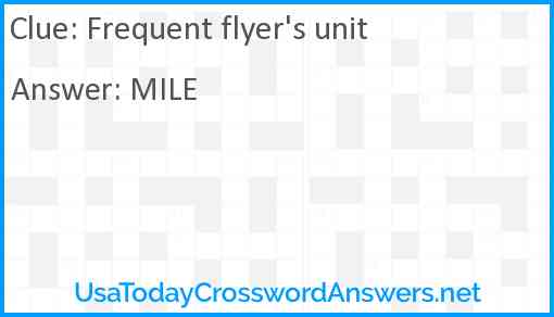 Frequent flyer's unit Answer
