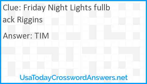 Friday Night Lights fullback Riggins Answer