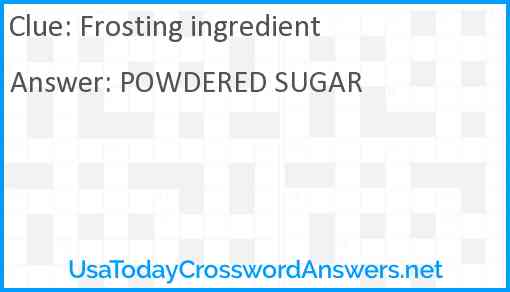 Frosting ingredient Answer