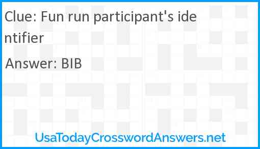 Fun run participant's identifier Answer