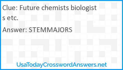 Future chemists biologists etc. Answer