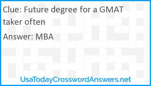 Future degree for a GMAT taker often Answer