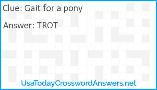 Gait for a pony Answer