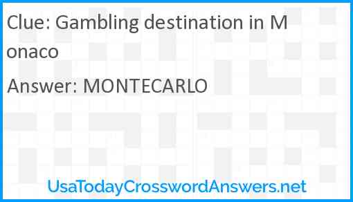 Gambling destination in Monaco Answer