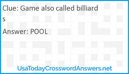 Game also called billiards Answer