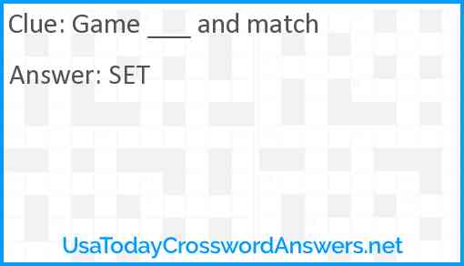 Game ___ and match Answer