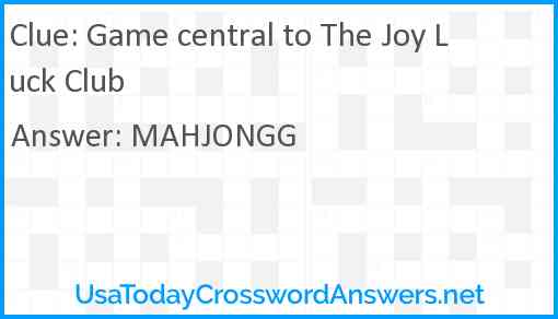 Game central to The Joy Luck Club Answer