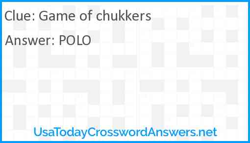 Game of chukkers Answer