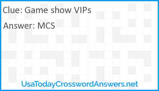Game show VIPs Answer