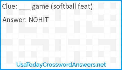 ___ game (softball feat) Answer