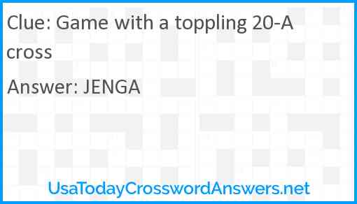 Game with a toppling 20-Across Answer