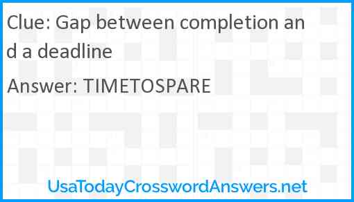 Gap between completion and a deadline Answer