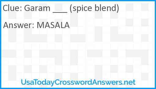 Garam ___ (spice blend) Answer