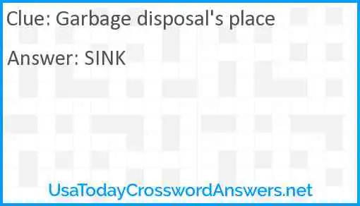 Garbage disposal's place Answer