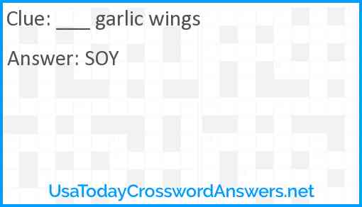 ___ garlic wings Answer