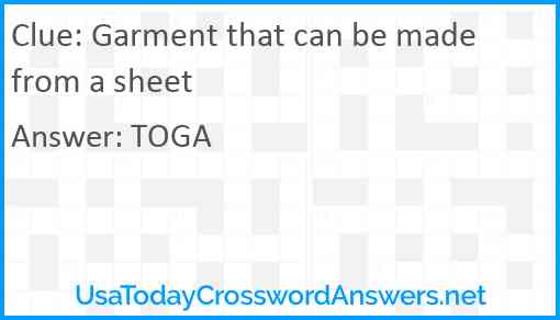 Garment that can be made from a sheet Answer