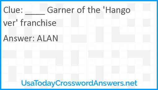 ____ Garner of the 'Hangover' franchise Answer