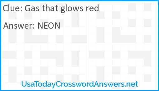 Gas that glows red Answer