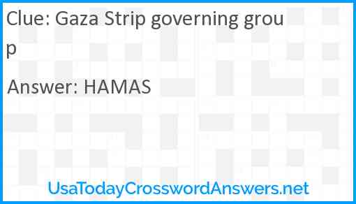 Gaza Strip governing group Answer